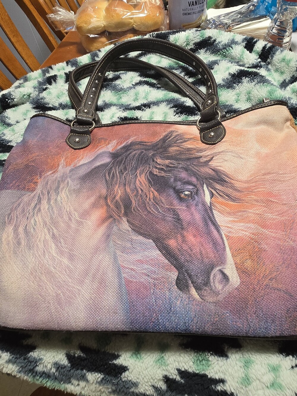 Montana West Horse Print Tote Bag in Pink, Purple, Brown - Picture 7 of 7